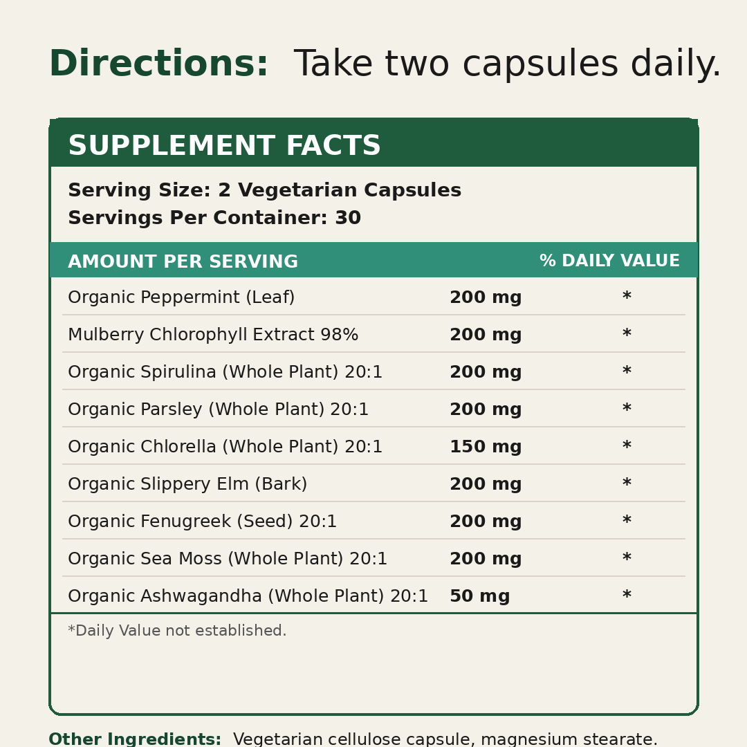 hush internal body deodorant capsules with chlorophyll