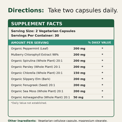 hush internal body deodorant capsules with chlorophyll