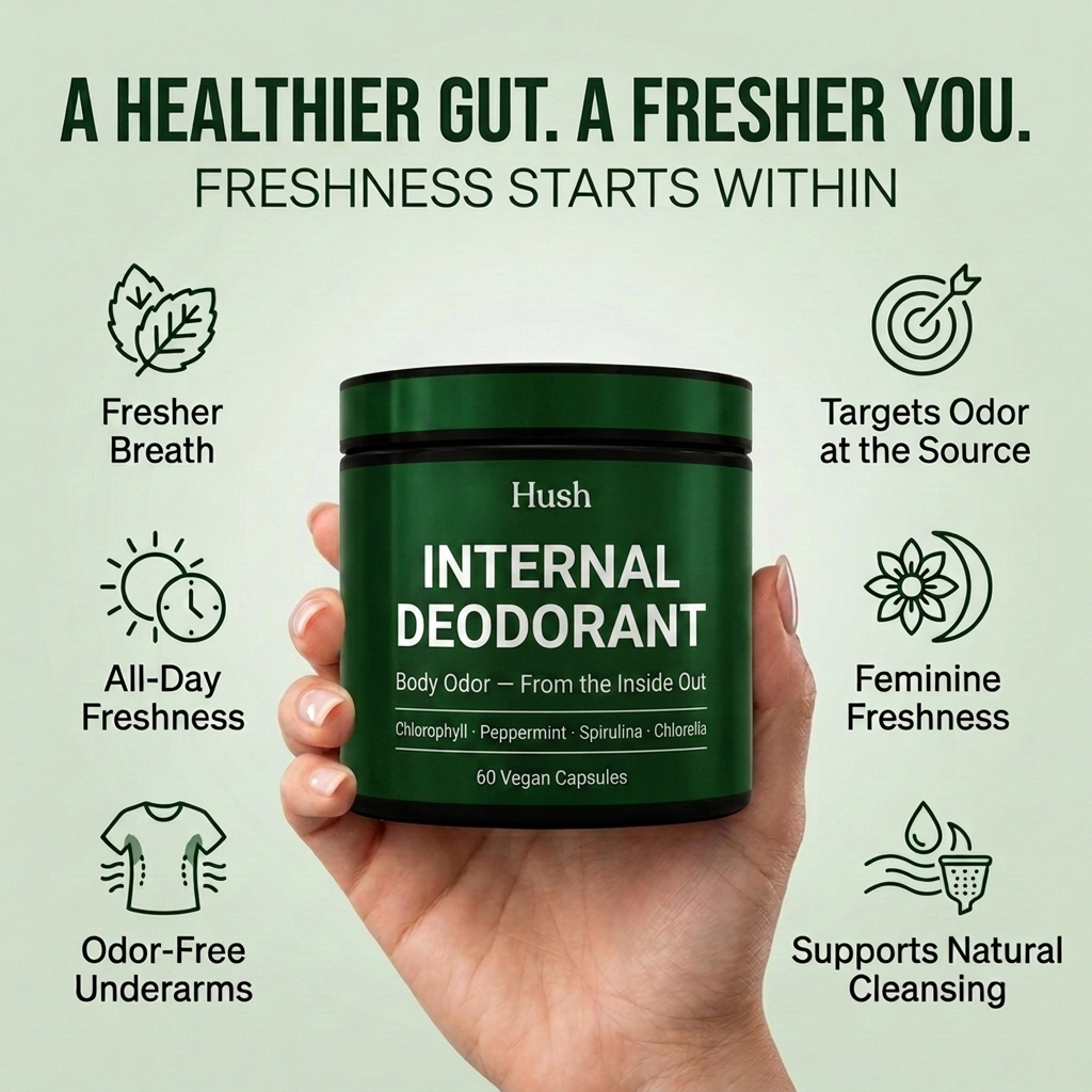 hush internal body deodorant capsules with chlorophyll