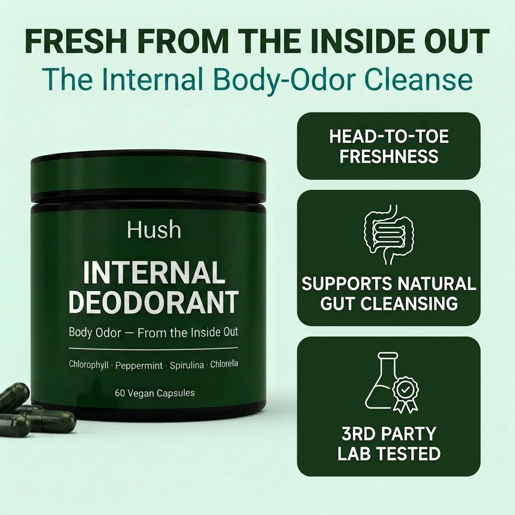 hush internal body deodorant capsules with chlorophyll