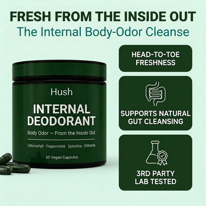 hush internal body deodorant capsules with chlorophyll