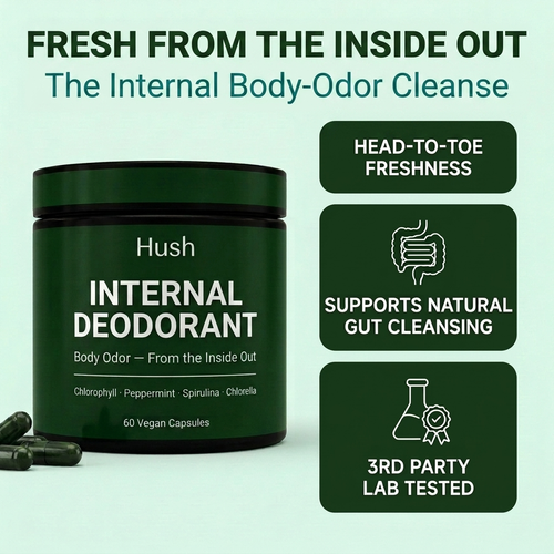 hush internal body deodorant capsules with chlorophyll